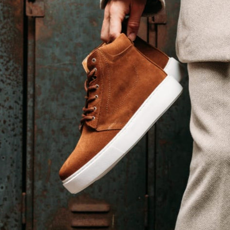 O&D High-top Zip Sneakers Tan suede(Naturel Leather)