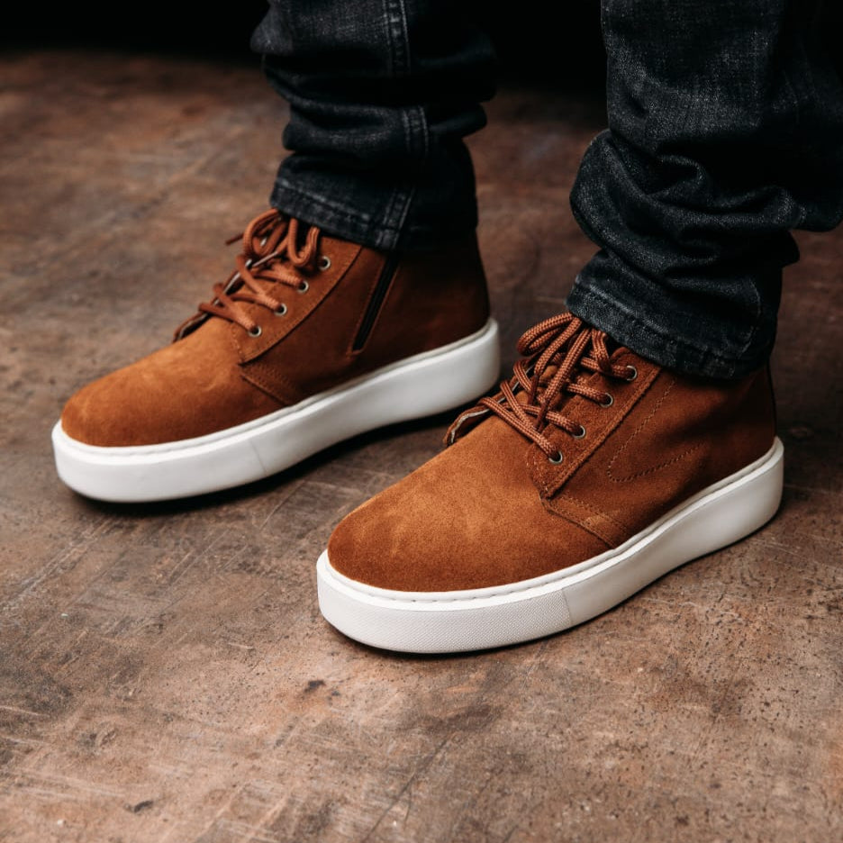 O&D High-top Zip Sneakers Tan suede(Naturel Leather)