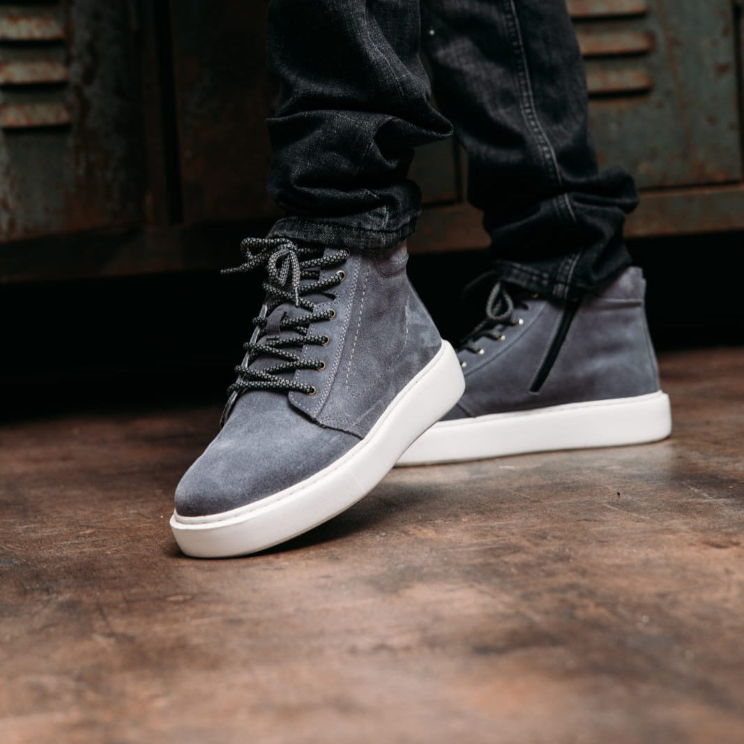 Sneaker High-Top Zip Dark Anthracite Suede(Naturel Real Leather) Oscar&Djayd's