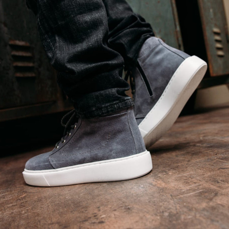 Sneaker High-Top Zip Dark Anthracite Suede(Naturel Real Leather) Oscar&Djayd's