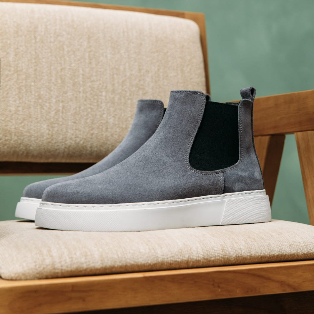 Chelsea Boots Dark Anthracite Suede(Naturel Real Leather) New-Gen Oscar&Djayd's