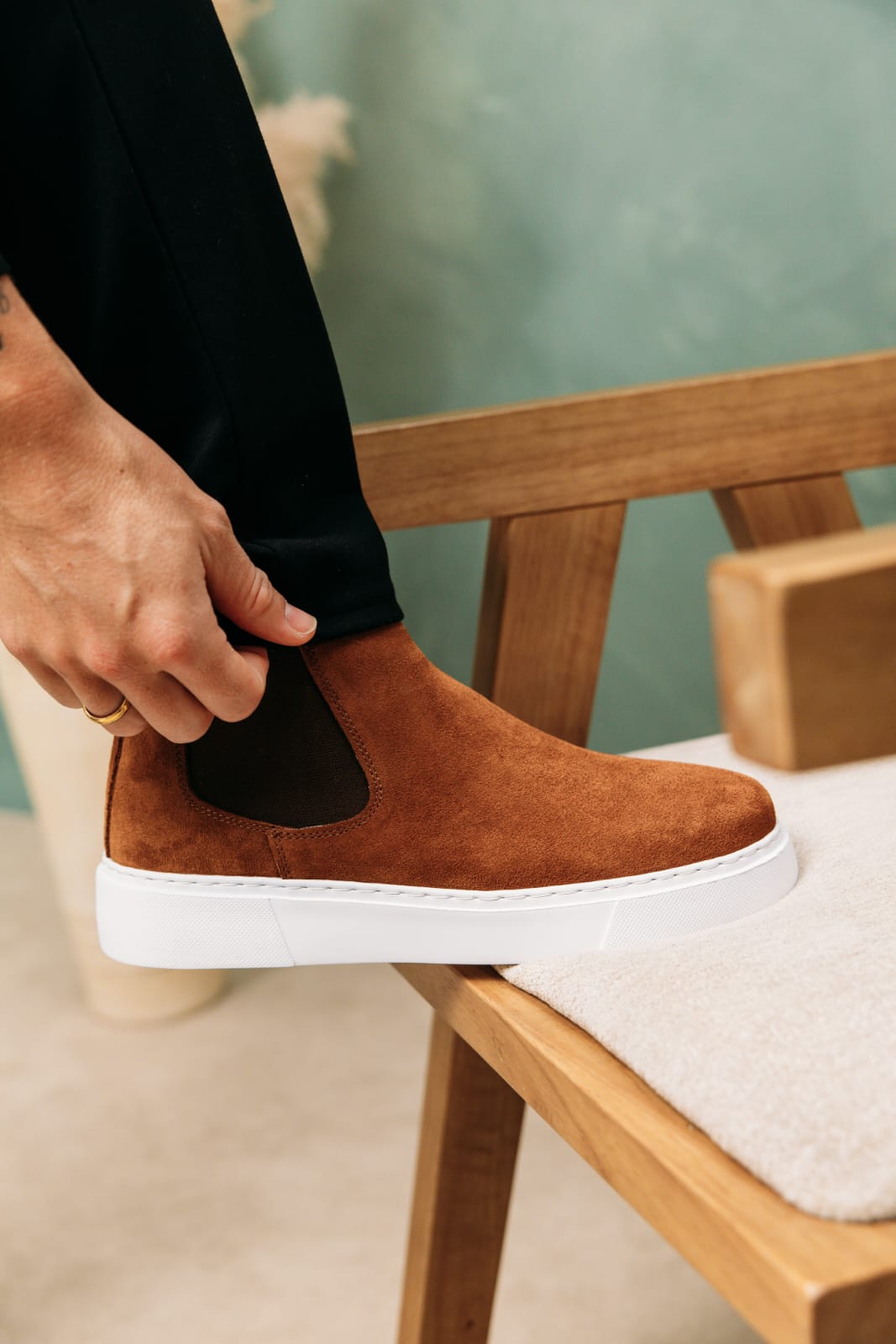 O&D New-Gen Chelsea Boots Tan Suede(Naturel Leather)
