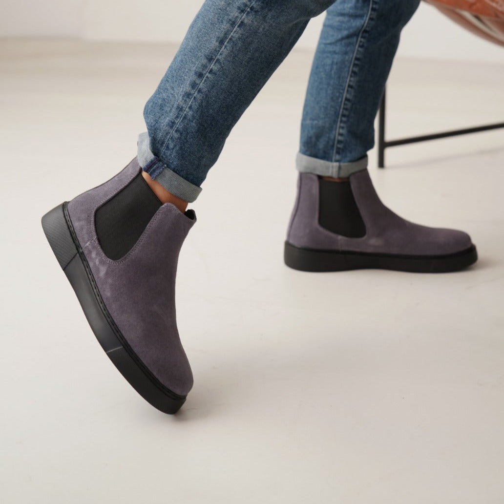Chelsea Boots Grey Suede New-Gen by Oscar&Djayds Black-Sole (Naturel Real Leather)