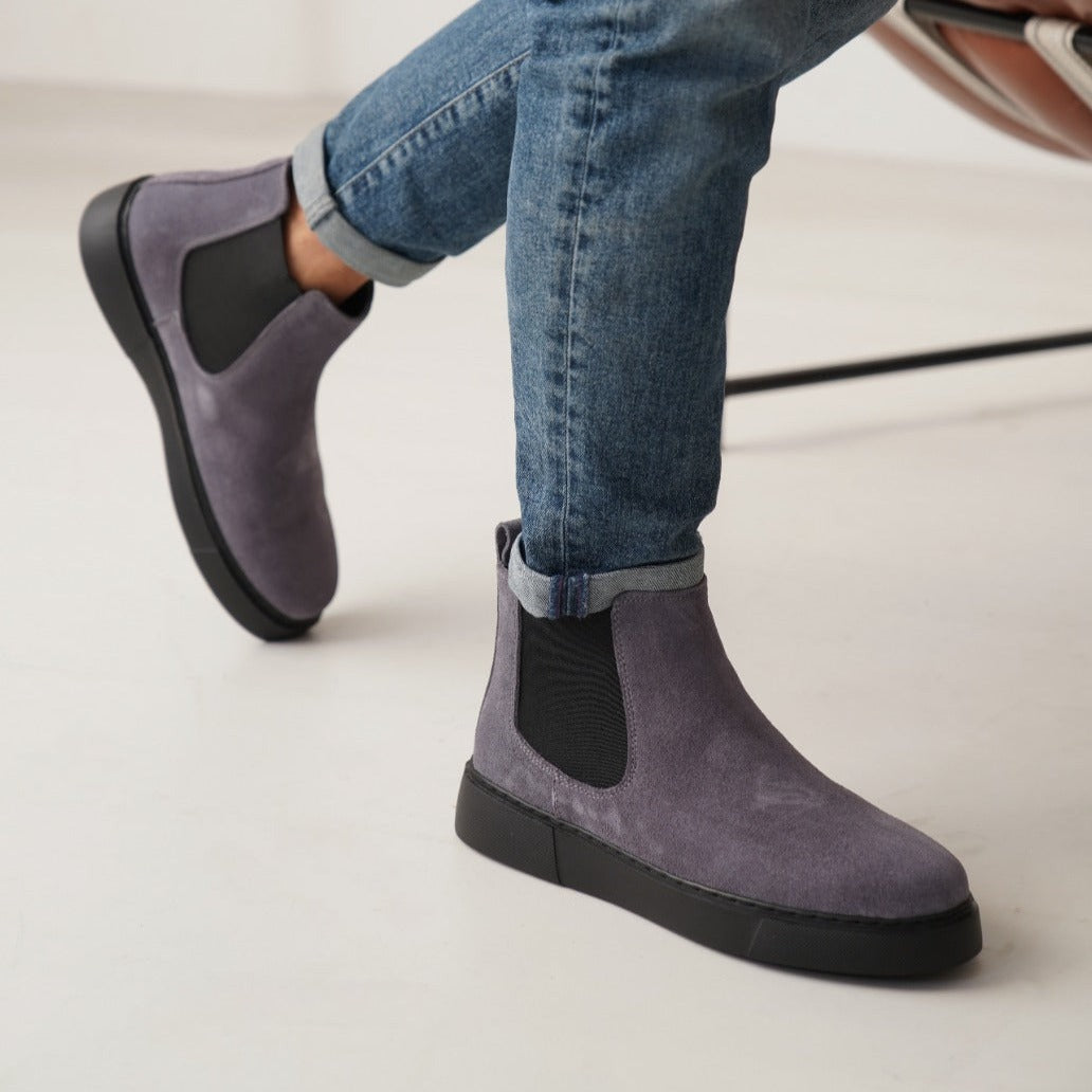 Chelsea Boots Grey Suede New-Gen by Oscar&Djayds Black-Sole (Naturel Real Leather)