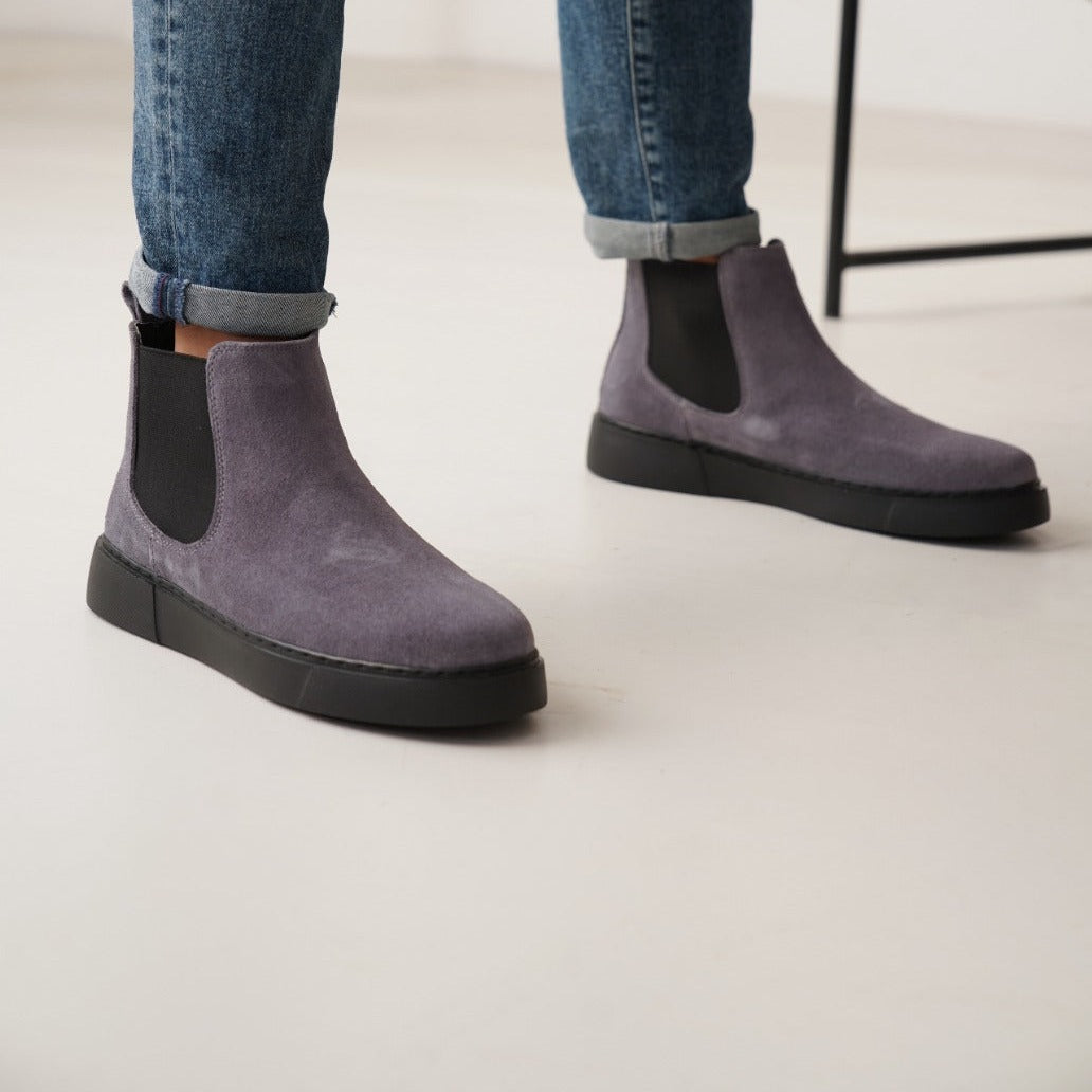Chelsea Boots Grey Suede New-Gen by Oscar&Djayds Black-Sole (Naturel Real Leather)