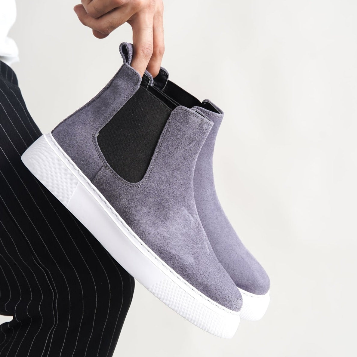 Chelsea Boots Dark Anthracite Suede(Naturel Real Leather) New-Gen Oscar&Djayd's