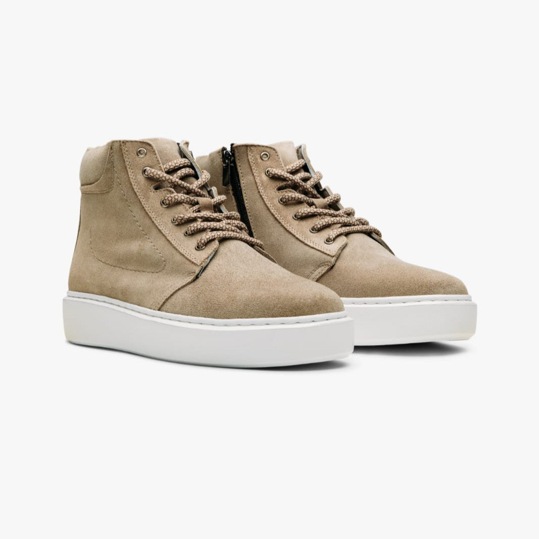 Sneaker High-Top Zip Sand Suede(Naturel Real Leather) Oscar&Djayd's