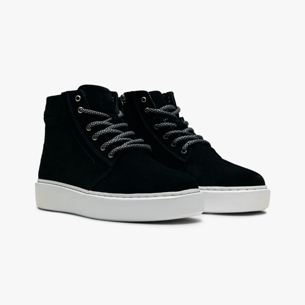 O&D High-Top Zip Sneakers Black Suede(Naturel Leather)