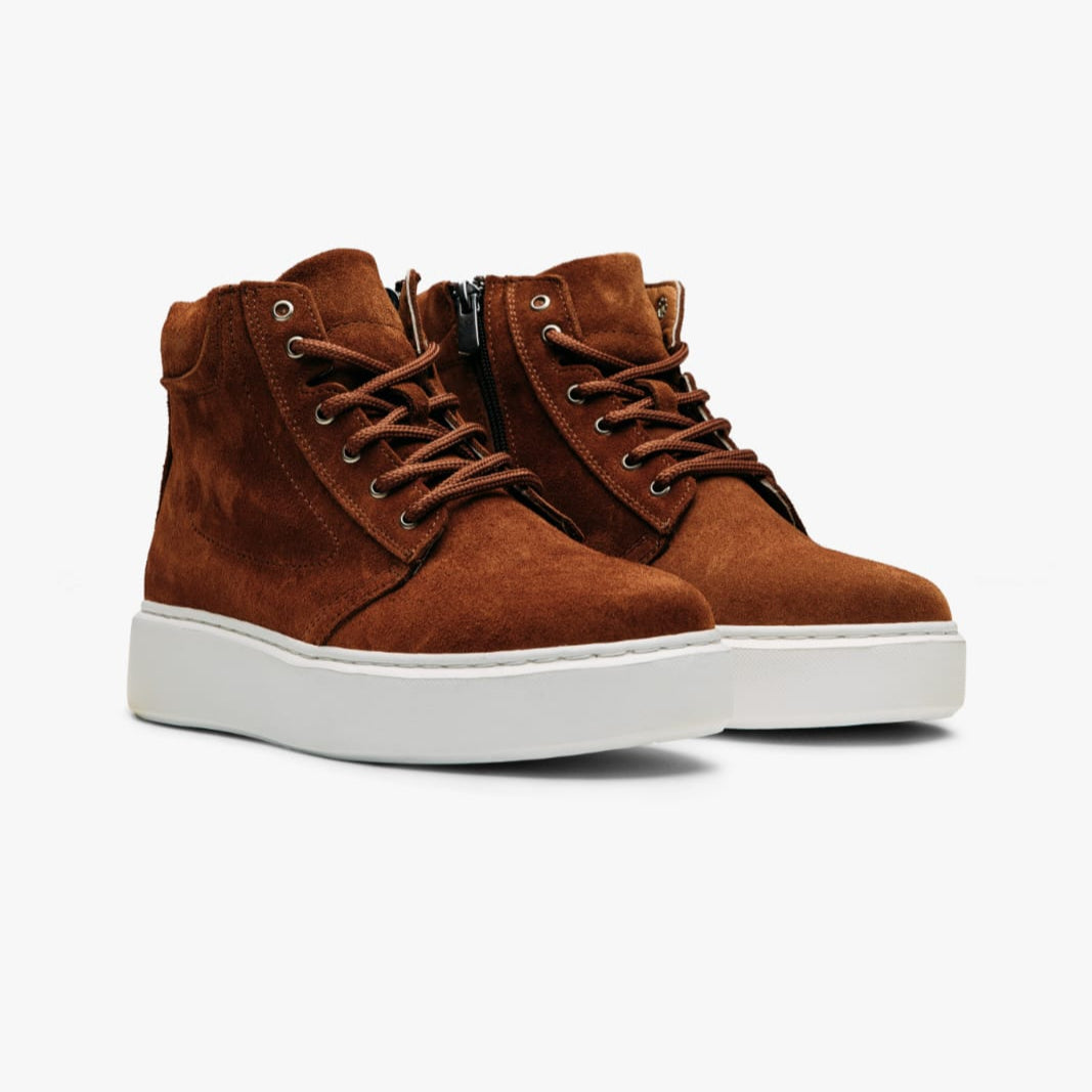 O&D High-top Zip Sneakers Tan suede(Naturel Leather)