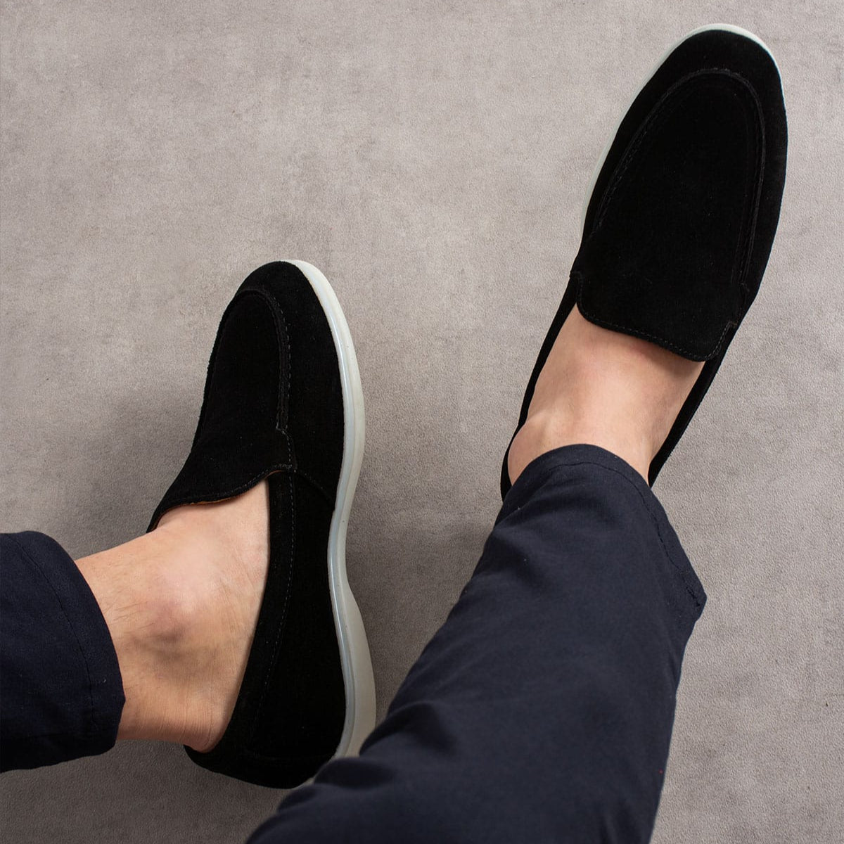 Loafers Milano Black Suede Real Leather