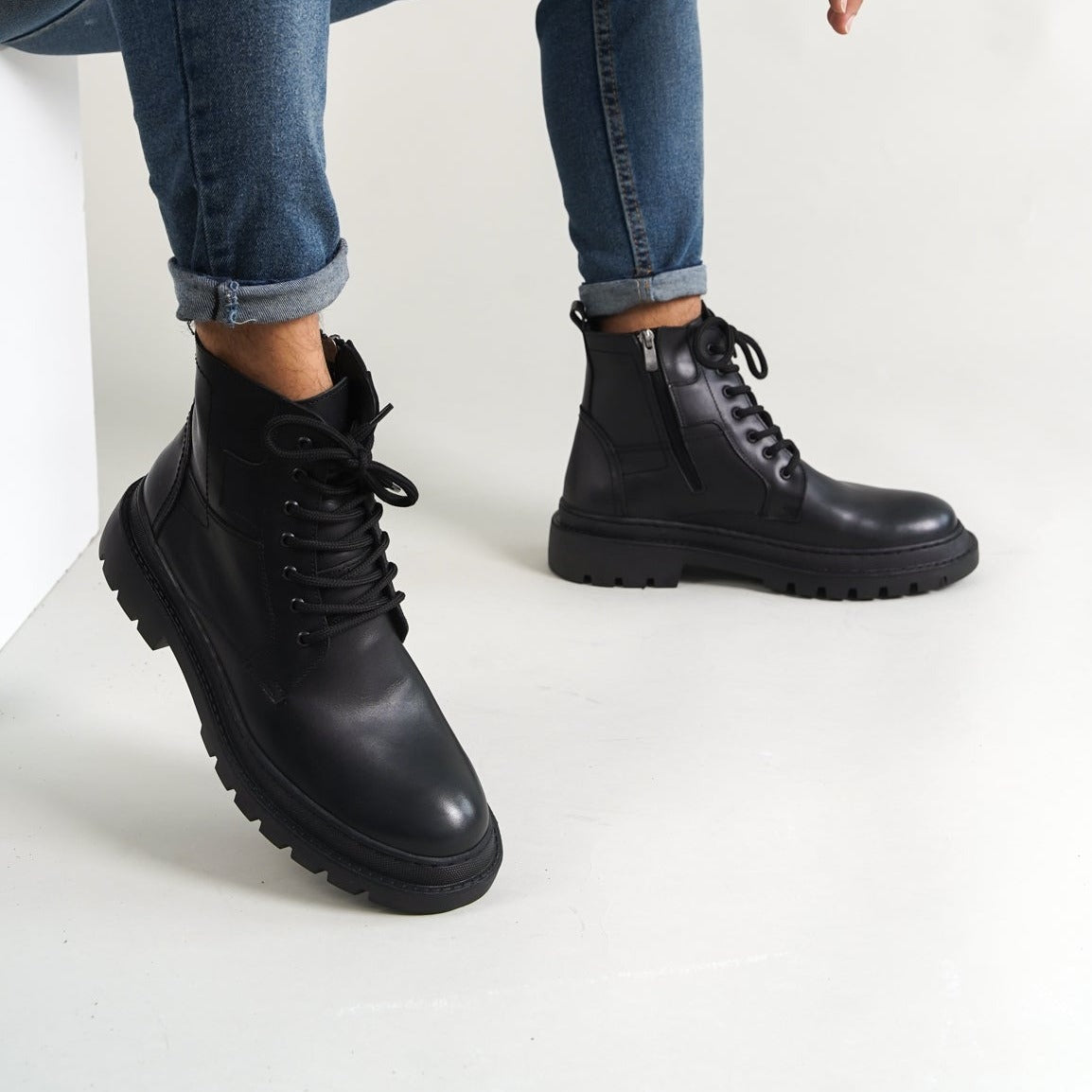 Boots Black Stilo by Oscar&Djayds(Naturel Real leather)