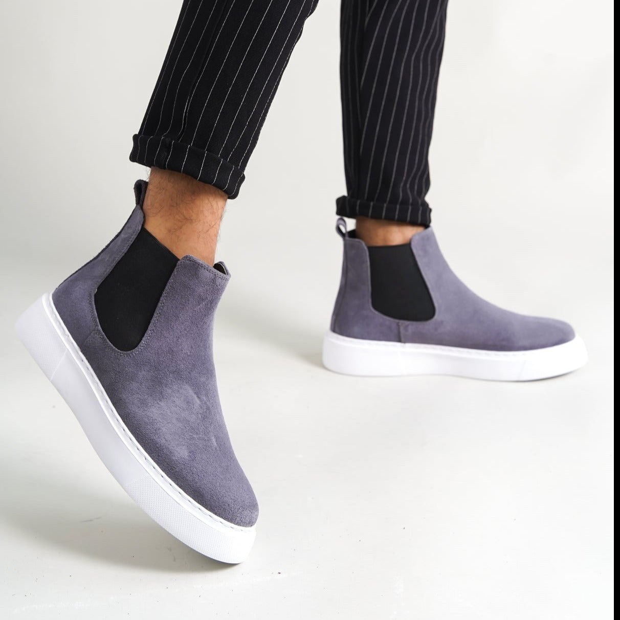Chelsea Boots Dark Anthracite Suede(Naturel Real Leather) New-Gen Oscar&Djayd's