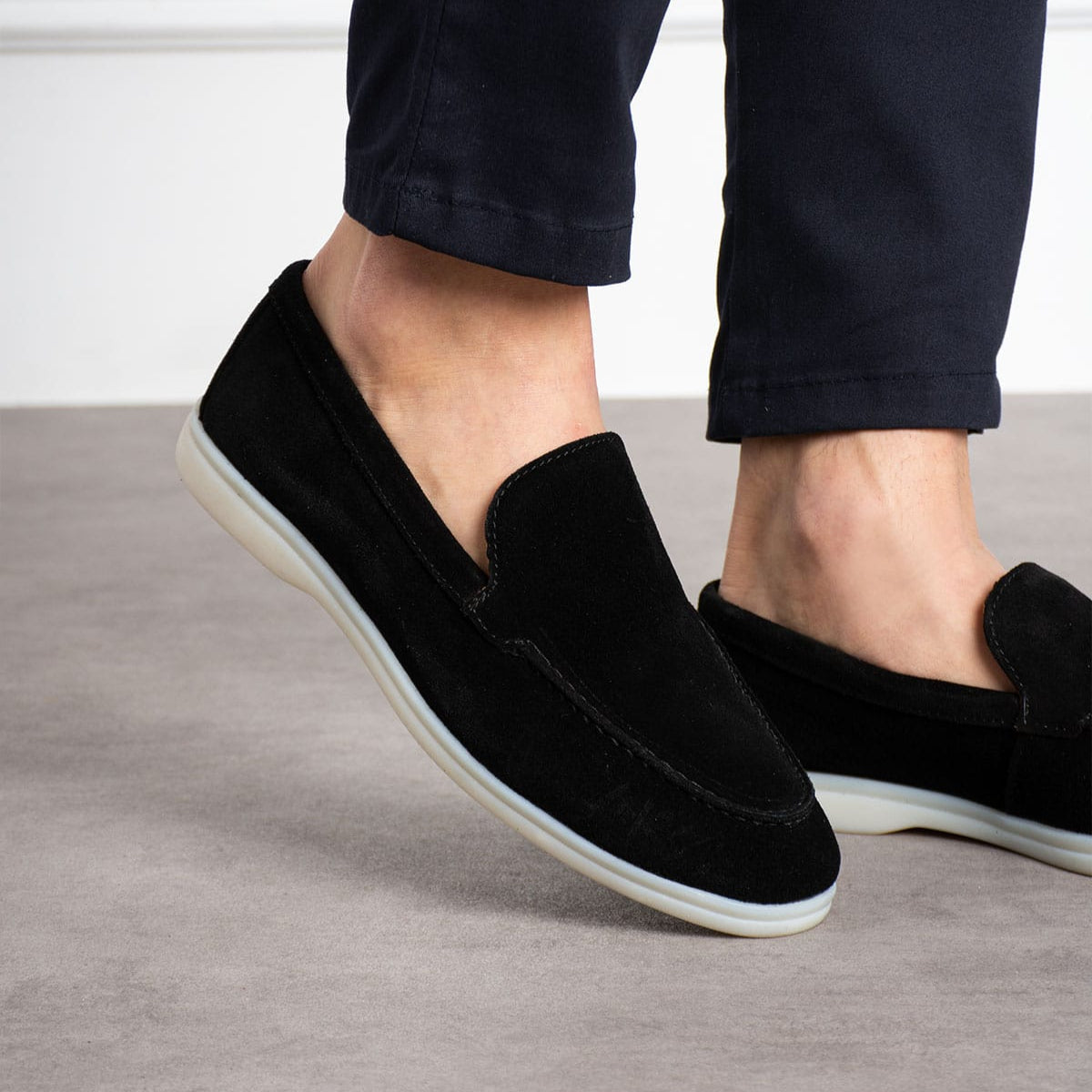 Loafers Milano Black Suede Real Leather