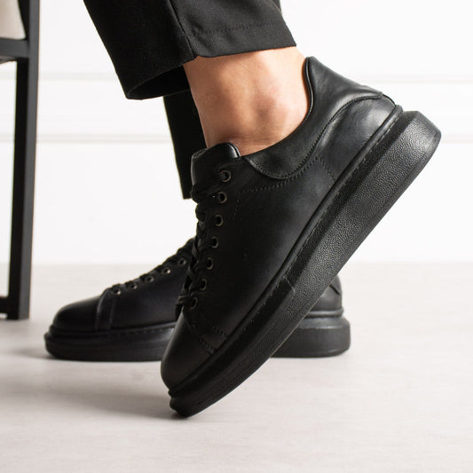 Chunky Sneaker Real Leather AllBlack
