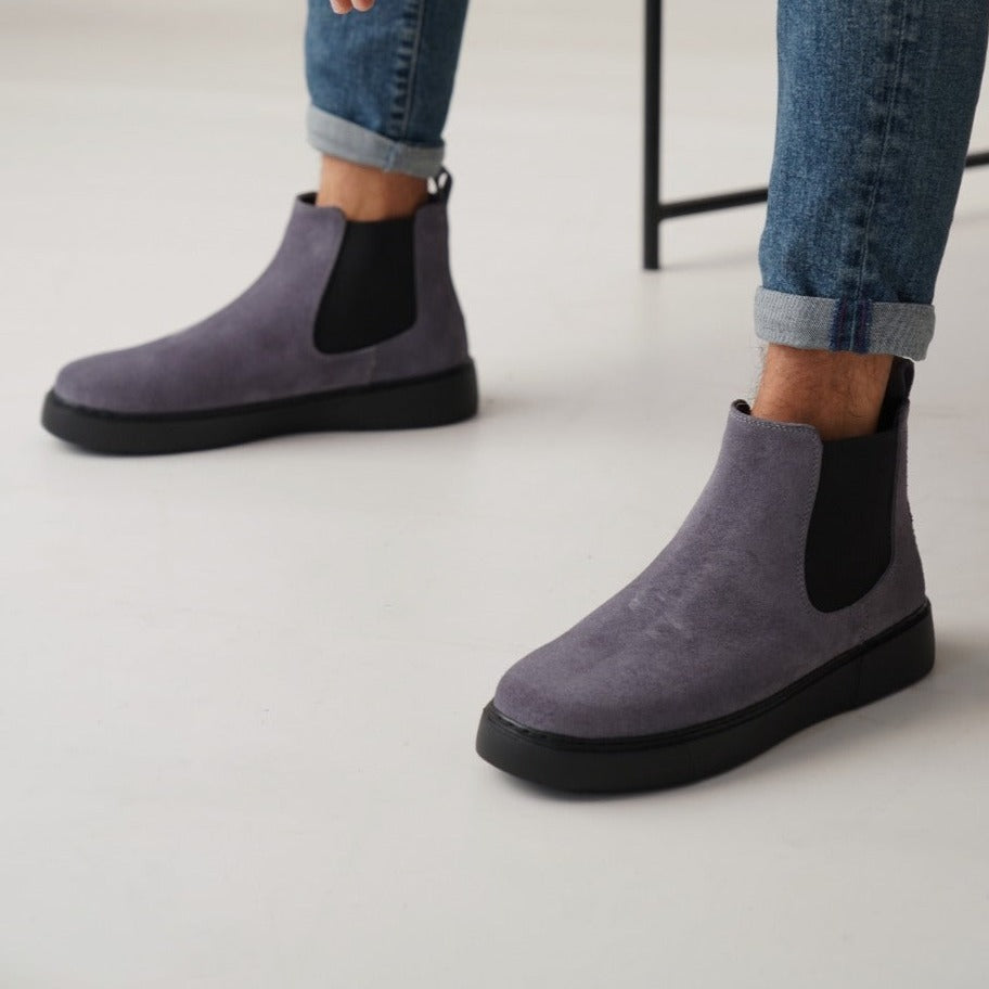 Chelsea Boots Grey Suede New-Gen by Oscar&Djayds Black-Sole (Naturel Real Leather)