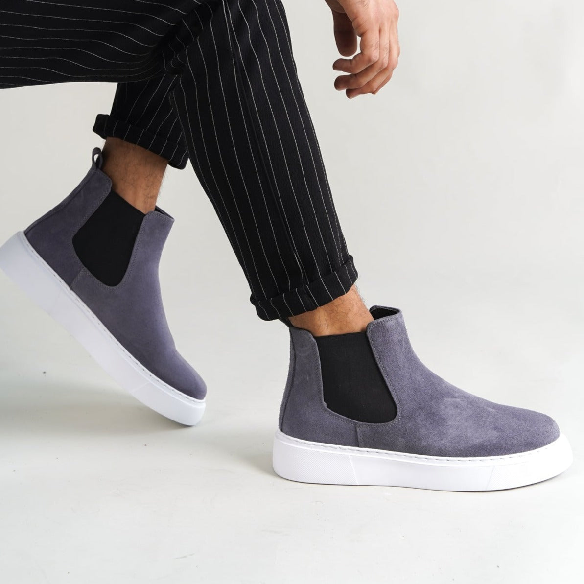Chelsea Boots Dark Anthracite Suede(Naturel Real Leather) New-Gen Oscar&Djayd's