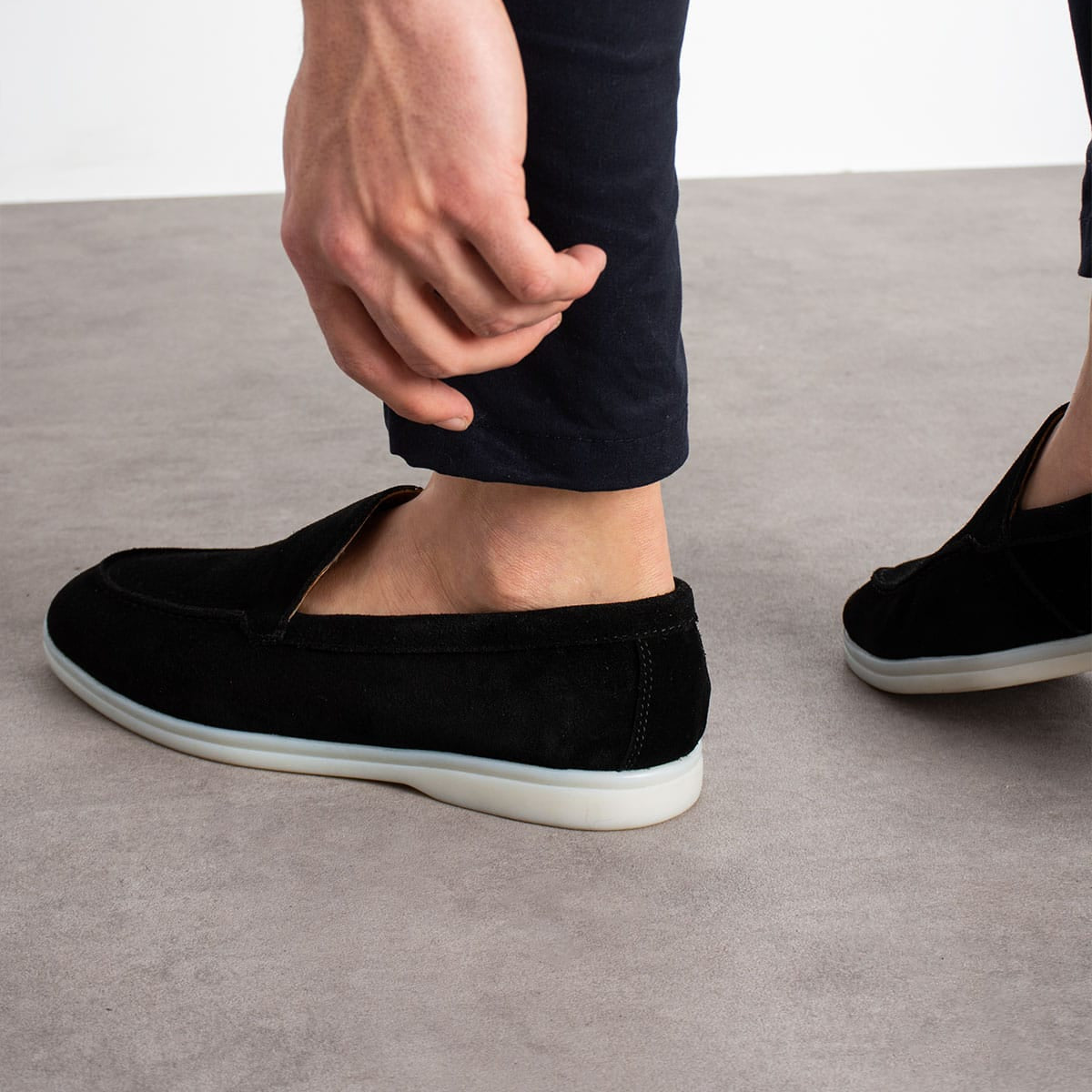 Loafers Milano Black Suede Real Leather