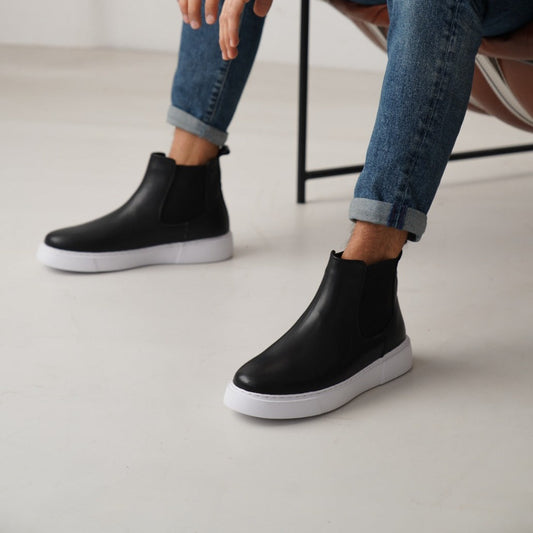 Chelsea Boots Black by Oscar&Djayds New-Gen White-sole (Naturel Calf Leather)