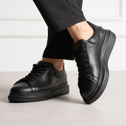 Chunky Sneaker Real Leather AllBlack