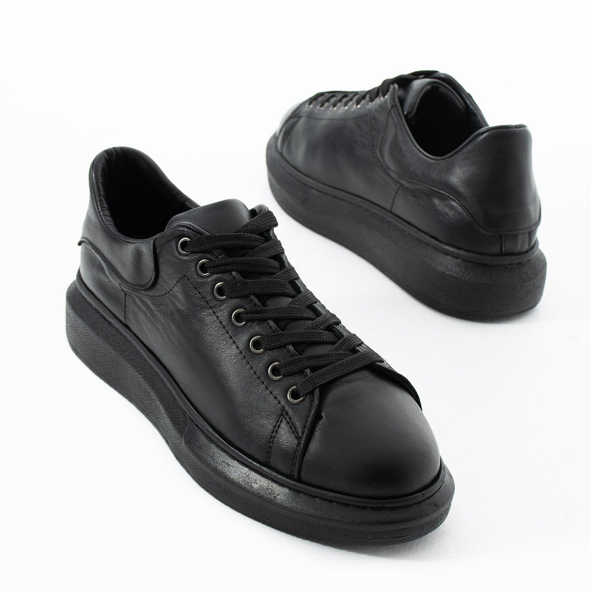 Chunky Sneaker Real Leather AllBlack